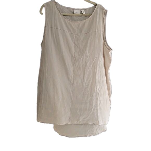 Chico's Tan Crew Neck Lightweight Sleeveless Casual Tunic Tank Top Womans Xxl - Picture 1 of 5